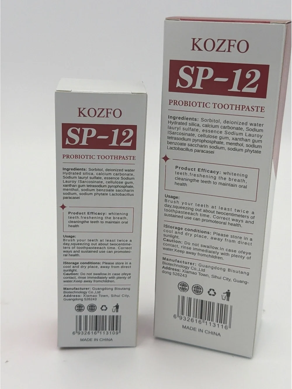 KOZFO SP-12 Probiotic Toothpaste 120g and 50g